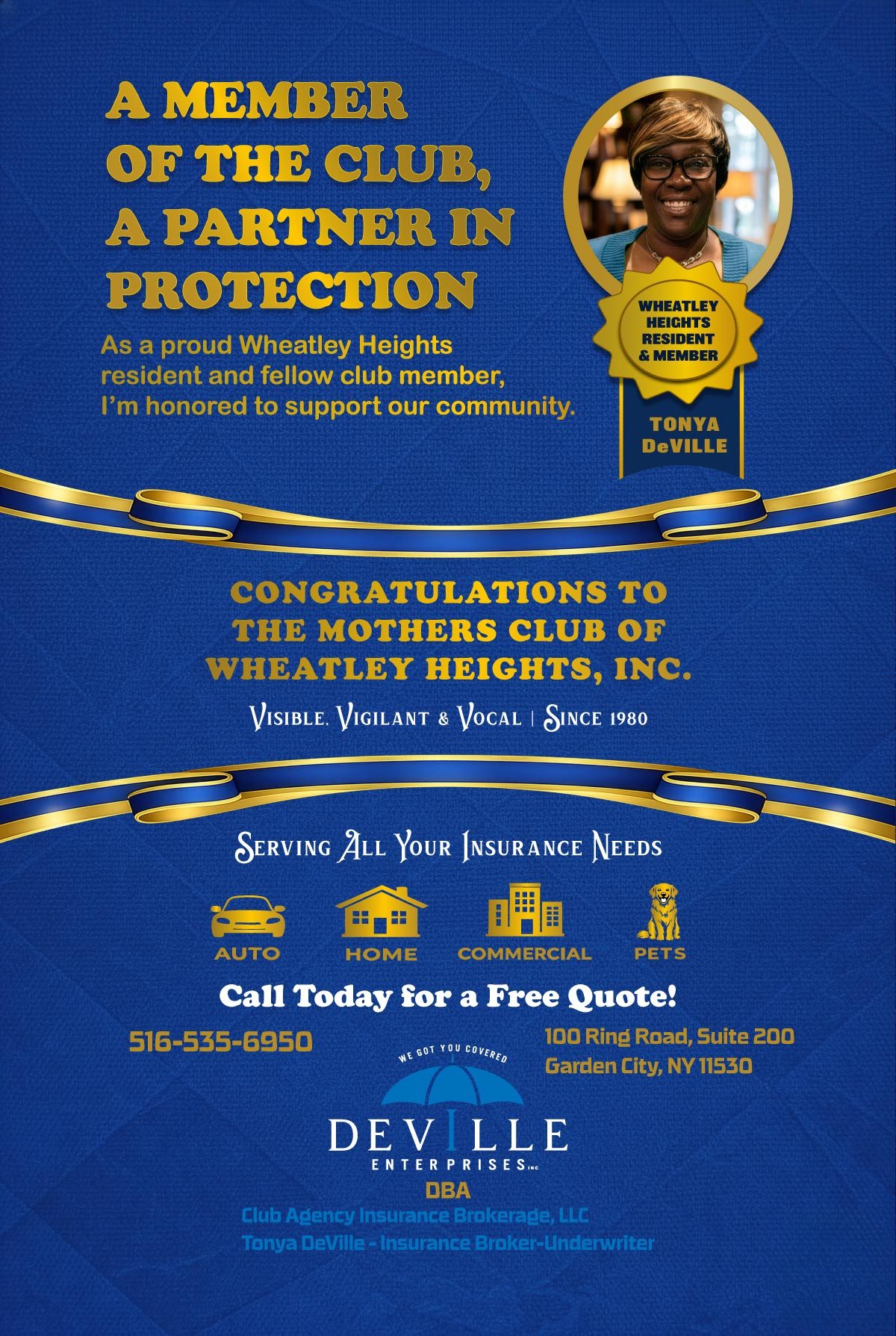 Mothers Club of Wheatley Heights congratulations flyer